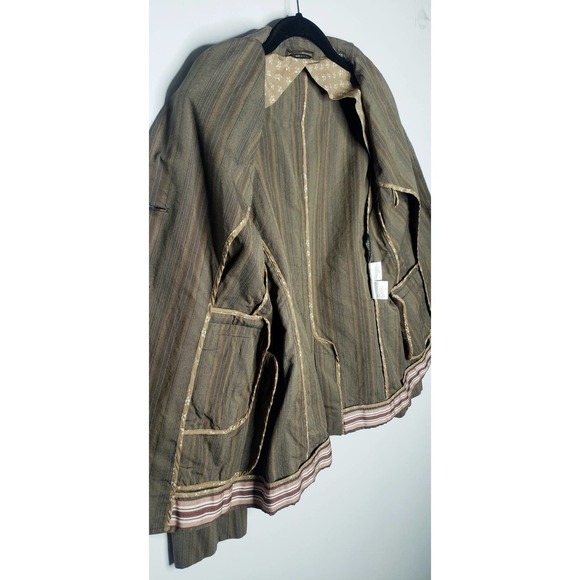 Weekend Max Mara Striped Y2K Stretch Cotton Brown 3 Button Blazer 8 - Picture 7 of 12